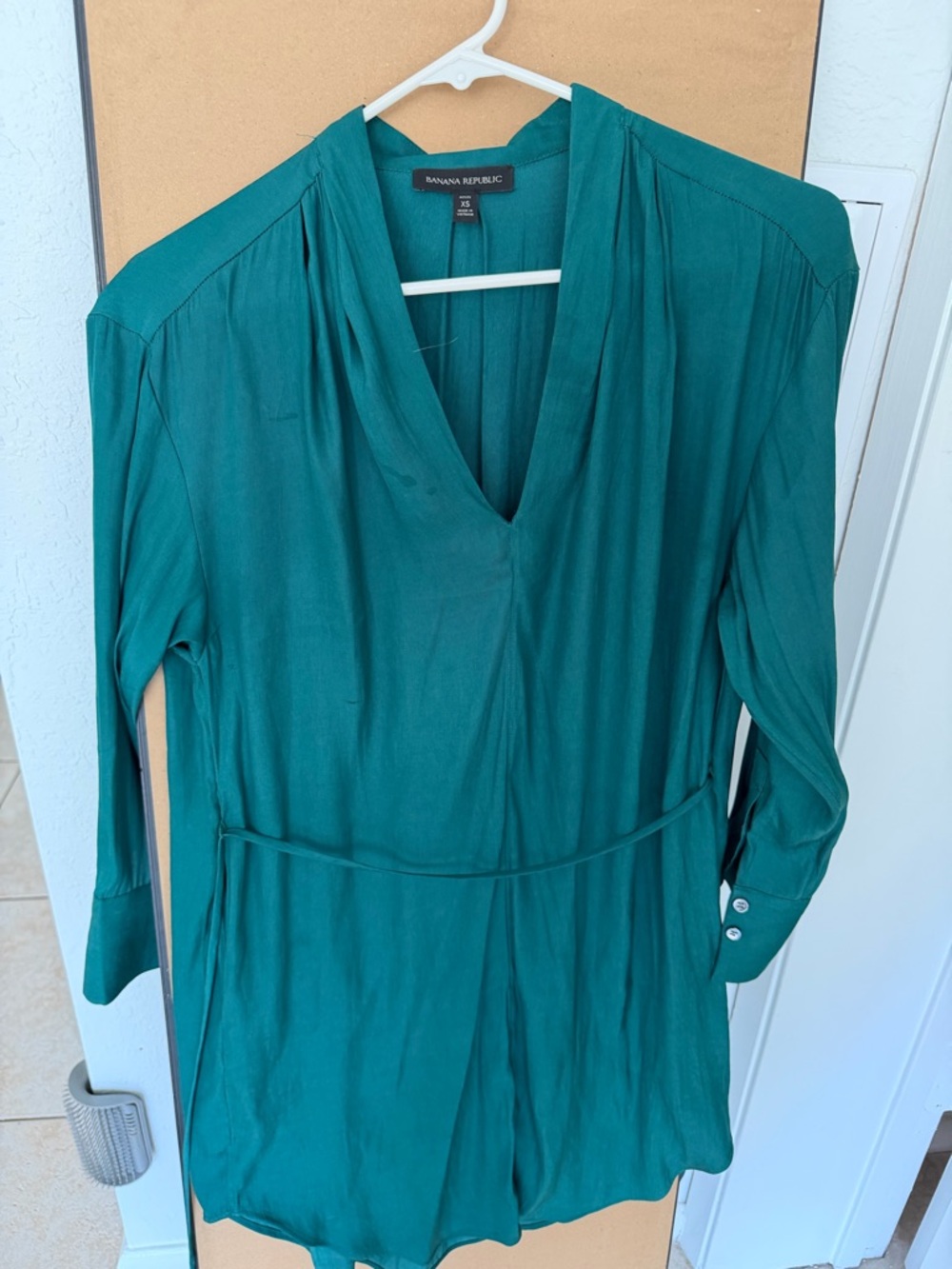 Banana Republic Teal Petite V-Neck Dress